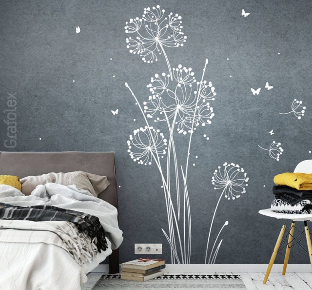 Wall Sticker Flower Dandelion, 150 cm High, Wall Decal Floral Creative Decoration W318B - image 1