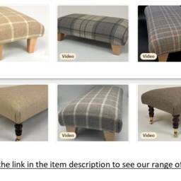 Large Upholstered Footstool in Green Ticking Fabric Coffee Table Stripe Large Footstool. Ottoman Turned Legs - thumbnail 4