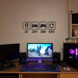 Eat Sleep Game Repeat Gamer Wall Sticker Decal Art Decor Vinyl For Kids Teens Rooms Gaming - thumbnail 4