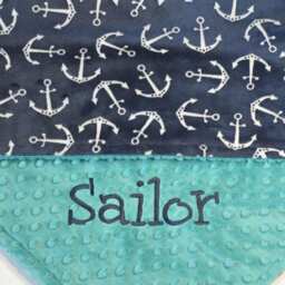 Adult Minky Blanket - Personalized Minky Blanket Throw Anchor Adult Minky Throw-Navy Grey - thumbnail 2