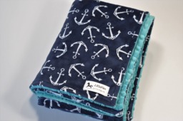 Adult Minky Blanket - Personalized Minky Blanket Throw Anchor Adult Minky Throw-Navy Grey
