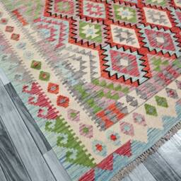 Handmade Kilim Rug, Multicolour Artisan Afghan Turkish Aztec Navajo Wool Rug 297x200 cm - thumbnail 2