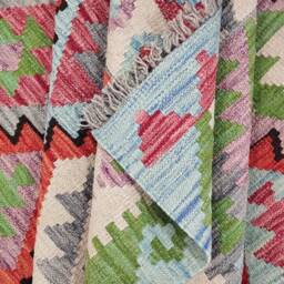 Handmade Kilim Rug, Multicolour Artisan Afghan Turkish Aztec Navajo Wool Rug 297x200 cm - thumbnail 3