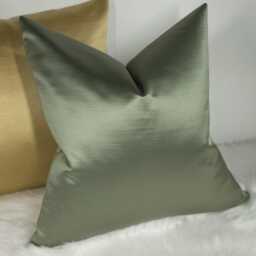 Duchess Olive Green Luxury Satin Cushion Cover Bold Fabric, Textured Ribbed Modern Sofa Bed Pillow Plain Accent Cushion - thumbnail 2