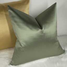 Duchess Olive Green Luxury Satin Cushion Cover Bold Fabric, Textured Ribbed Modern Sofa Bed Pillow Plain Accent Cushion - thumbnail 3
