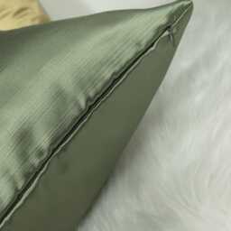 Duchess Olive Green Luxury Satin Cushion Cover Bold Fabric, Textured Ribbed Modern Sofa Bed Pillow Plain Accent Cushion - thumbnail 4