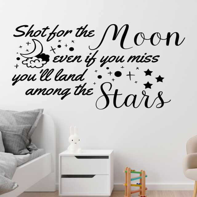 Nursery Quote Wall Decal, Shoot For The Moon, Kids Room Decor - image 1