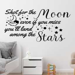 Nursery Quote Wall Decal, Shoot For The Moon, Kids Room Decor