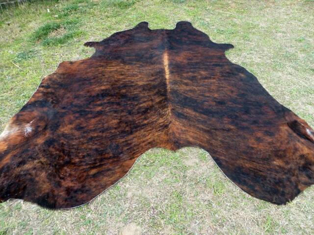 Brindle Dark Brown Large New Cowhide Rug Natural Hair On - 6x6 Ft Size Approx Tri-Color Chocolate Tones Soft Carpet Cow Hide R-R O - image 1