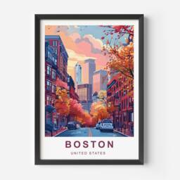Boston Travel Poster - Print United States Of America Massachusetts City A5, A4, A3, A2 - thumbnail 2