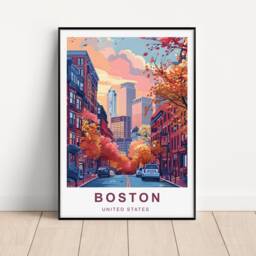 Boston Travel Poster - Print United States Of America Massachusetts City A5, A4, A3, A2 - thumbnail 3