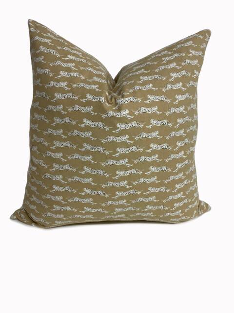 Schumacher Leaping Leopards Sand Double Sided Cushion Cover Pillow - image 1