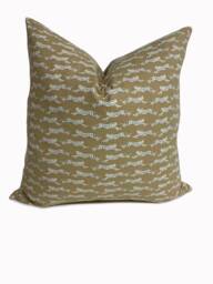 Schumacher Leaping Leopards Sand Double Sided Cushion Cover Pillow - thumbnail 1