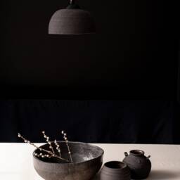 Handmade Black Ceramic Pendant Light Modern Wabi Sabi Chandelier - thumbnail 3