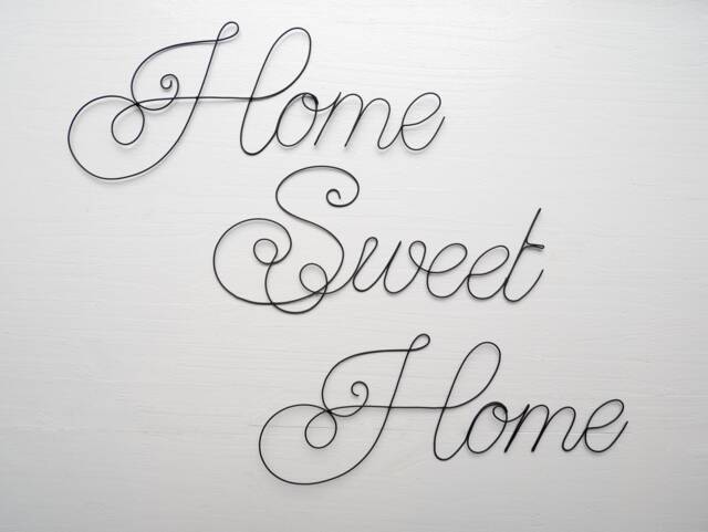 Home Sweet Home, Welcome, Word Wire Recuit, Phrase Wall, Writing, Quote, Door Plate, Entrance Decoration, Wall Decoration - image 1