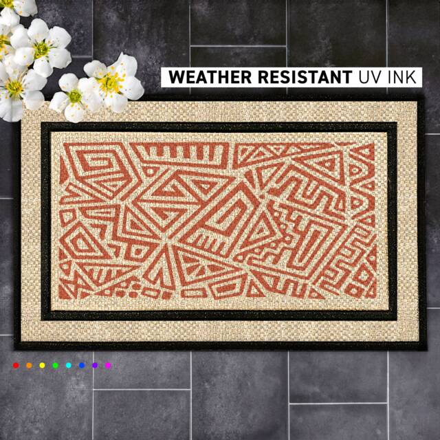 Durable All-Weather Aztec Geometric Doormat, Southwest Inspired Entryway Decor, Outdoor Rug, Housewarming Gift For Newly Weds - image 1