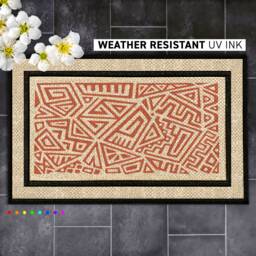 Durable All-Weather Aztec Geometric Doormat, Southwest Inspired Entryway Decor, Outdoor Rug, Housewarming Gift For Newly Weds - thumbnail 1
