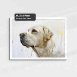 Labrador Retriever Dog Gold Style Oil Painting Framed Poster Print Or Canvas Wall Decor Art Bedroom Home Interior Gift For Pet Lover - thumbnail 3