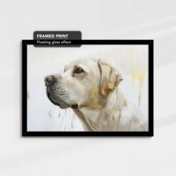 Labrador Retriever Dog Gold Style Oil Painting Framed Poster Print Or Canvas Wall Decor Art Bedroom Home Interior Gift For Pet Lover - thumbnail 2