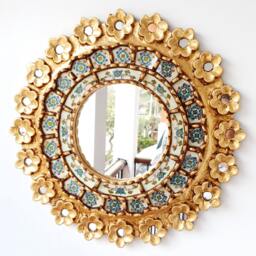 "Peruvian Mirrors ""Ivory Pink 40cm" - thumbnail 1