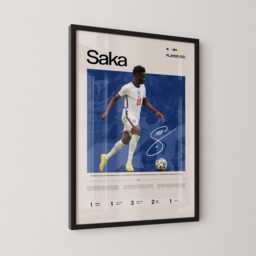 Bukayo Saka England Stats Poster, Football Wall Art, Soccer Print, Winger Sports Gift - thumbnail 2