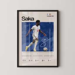 Bukayo Saka England Stats Poster, Football Wall Art, Soccer Print, Winger Sports Gift - thumbnail 1