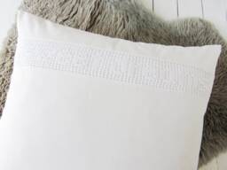 Cushion Cover White Shabby With Crochet Lace Sweet Dreams Handmade 60x60 Cushion Pure Cotton Hotel Closure - thumbnail 1