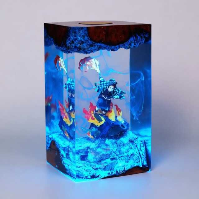 Premium Flame Warrior Resin Lamp - Anime-Inspired Led Night Light - Handcrafted Demon Fight Otaku Room Decor & Collector Gift - image 1