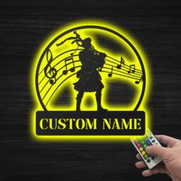 Bagpipes Metal Wall With Led, Custom Name Sign Decoration For Room, Musical Instrument Decor For Players