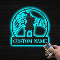 Bagpipes Metal Wall With Led, Custom Name Sign Decoration For Room, Musical Instrument Decor For Players - thumbnail 2