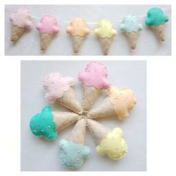 Ice Cream Garland, Ice Theme Children's Bedroom Decor, Summer Room, Cone, Pastel Nursery, Girls Bedroom, Party Decor - thumbnail 2