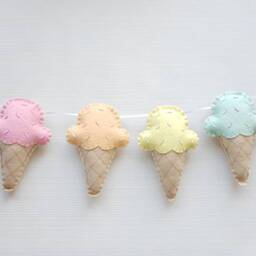 Ice Cream Garland, Ice Theme Children's Bedroom Decor, Summer Room, Cone, Pastel Nursery, Girls Bedroom, Party Decor - thumbnail 3