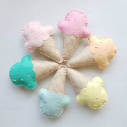 Ice Cream Garland, Ice Theme Children's Bedroom Decor, Summer Room, Cone, Pastel Nursery, Girls Bedroom, Party Decor - thumbnail 1