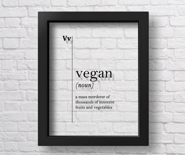 Transparent Vegan Definition Print Funny Gift Vegetarian Wall Art Decor Home Quotes - image 1