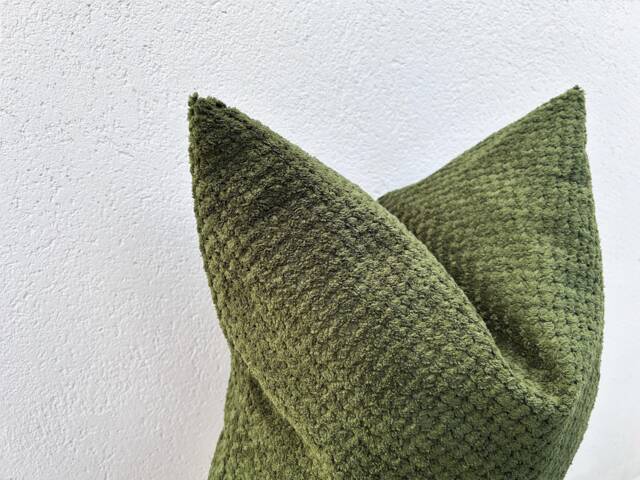 Olive Green Fluffy Pillow Cover Textured Euro Sham, Lumbar - All Duties Paid Usa - image 1