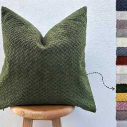 Olive Green Fluffy Pillow Cover Textured Euro Sham, Lumbar - All Duties Paid Usa - thumbnail 2