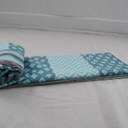 Teal & Gray Patchwork Style Baby Blanket - Chevron Stripe Blanket, Gender Neutral Nursery, Nursery Bedding, Shower Gift - thumbnail 4