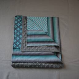 Teal & Gray Patchwork Style Baby Blanket - Chevron Stripe Blanket, Gender Neutral Nursery, Nursery Bedding, Shower Gift - thumbnail 3