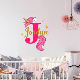 Unicorn Wall Decal. Custom Name Girl Monogram Decals. Nursery Vinyl Stickers. Art Decor R82 - thumbnail 3