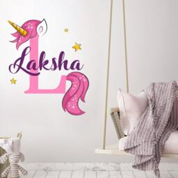Unicorn Wall Decal. Custom Name Girl Monogram Decals. Nursery Vinyl Stickers. Art Decor R82 - thumbnail 2