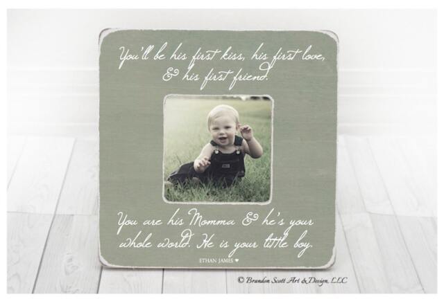 Mothers Day Gift For Mom Mommy Mother Personalized Picture Frame, Frame, From Son, Expecting Gift, Of Boy Boys - image 1