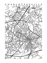 Charlottesville Map Art Print - Virginia Poster Black & White Choose Your Size - thumbnail 2