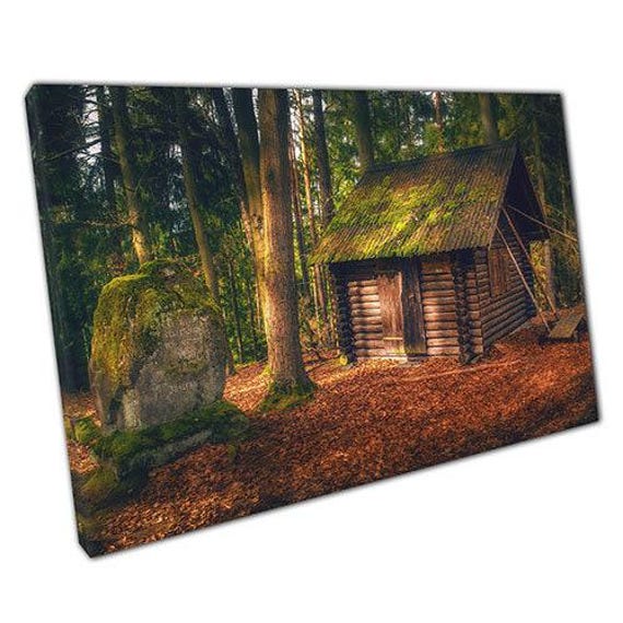 Woodland Cabin Canvas Print Ready To Hang Wall Art For Home Office Decor - image 1