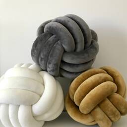 Purple Knot Cushion, Ball Pillow, Scandinavian Decorative Cute Monkey Fist Knot, Minimalist Decor - thumbnail 3