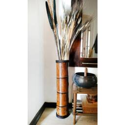 Wooden Umbrella Stand, Holder For Entryway, Bamboo Furniture, Antique Tall Floor Vase, Cane Holder, Stick Stand - thumbnail 3