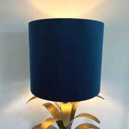 Navy Velvet Wonderland Drum Lampshade, Double Sided Lampshade With Sage Paper On Interior - thumbnail 3