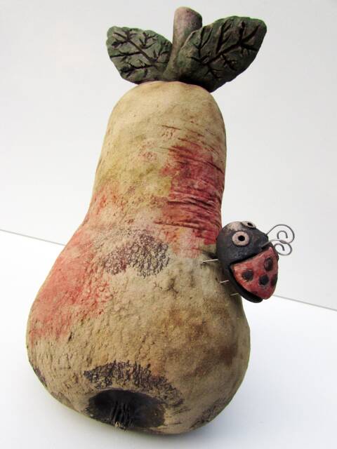 Ceramic Pear & Ladybug - image 1