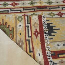 4x6 Small Rug, Southwestern Handmade Boho Wool Tribal Flat Weave Kilim Bohemian Decor Indian Dhurrie Rugs - thumbnail 4