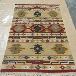 4x6 Small Rug, Southwestern Handmade Boho Wool Tribal Flat Weave Kilim Bohemian Decor Indian Dhurrie Rugs - thumbnail 2