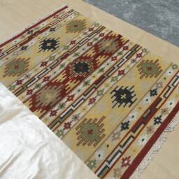4x6 Small Rug, Southwestern Handmade Boho Wool Tribal Flat Weave Kilim Bohemian Decor Indian Dhurrie Rugs - thumbnail 3